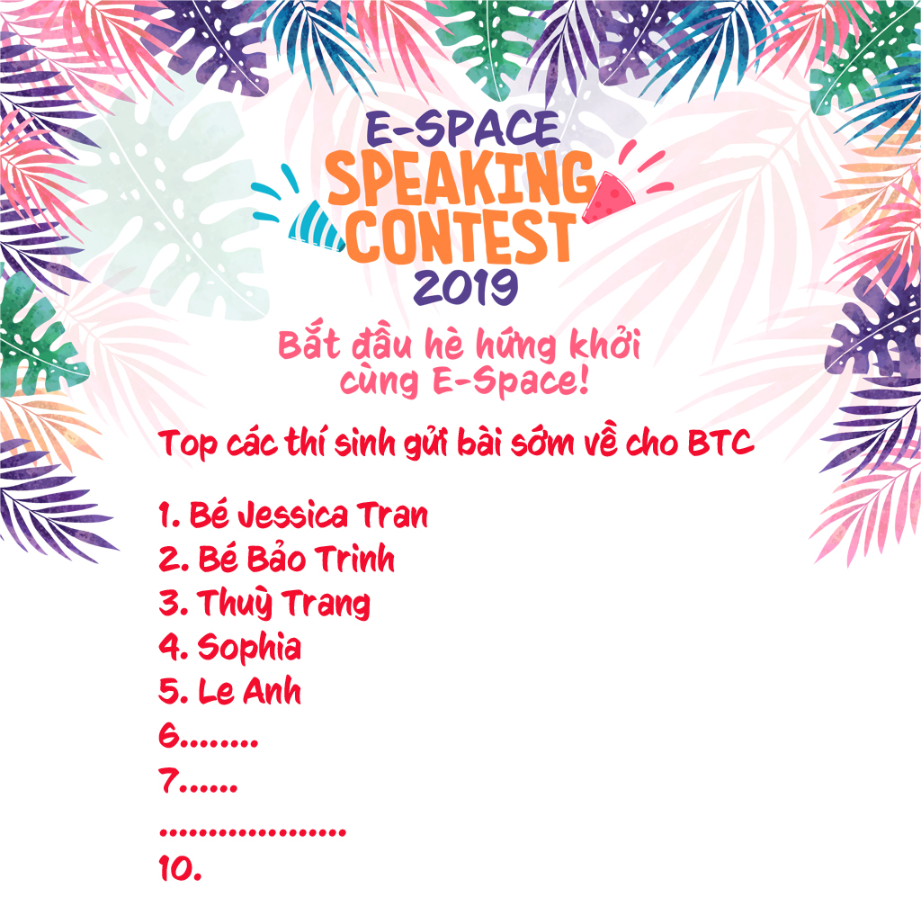 Cập nhật thông tin Cuộc thi E-space Speaking Contest 2019