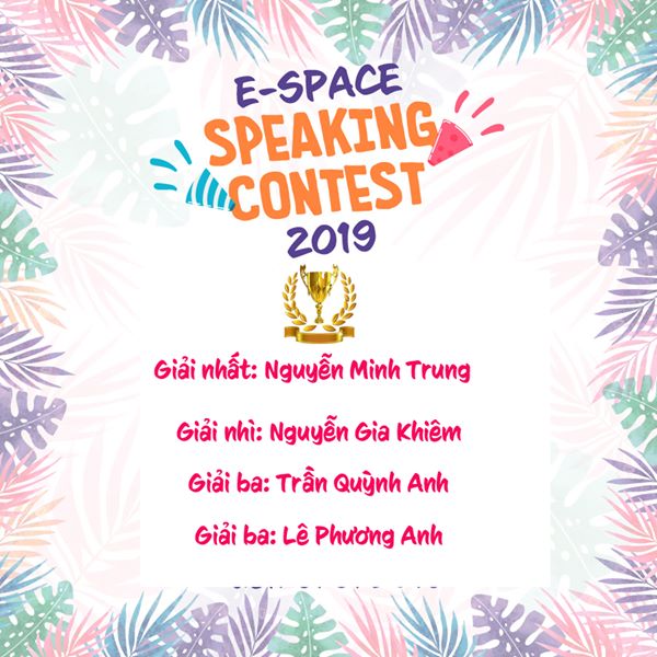 Kết quả cuộc thi E-space English Speaking Contest năm 2019
